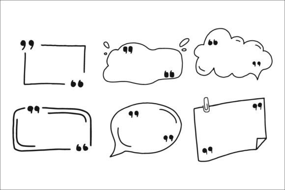 6 Doodle Speech Bubbles and Quote Marks for Embroidery Projects