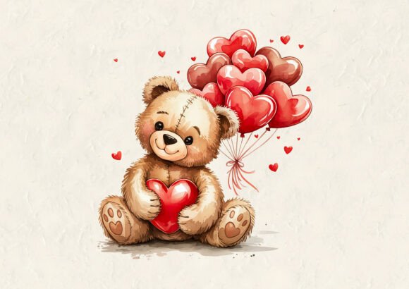 Cute Teddy Bear So Happy With Valentine