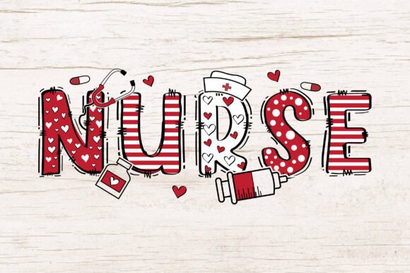 Nurse PNG Valentine Day Letters Doodle: A Heartfelt Embroidery Design