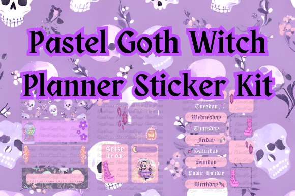 Pastel Goth Witch Planner Sticker Kit Review for Embroidery Projects