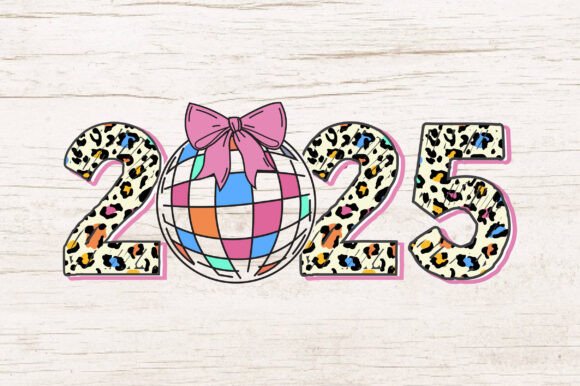 Pink Bow Disco Ball 2025 Happy New Year