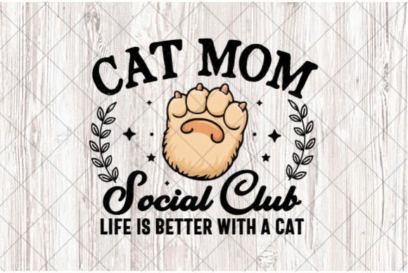 SVG Cat Mom Social Club PNG Retro Design